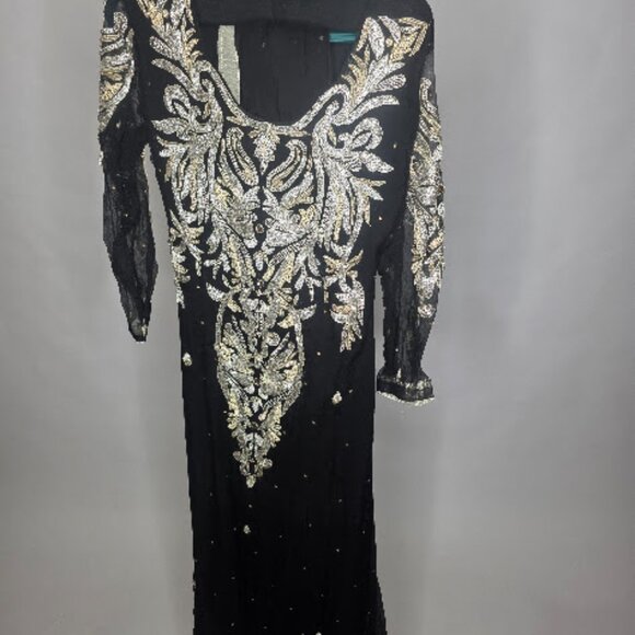 Long Dress Pakistani / Indian Suit (2pcs) Black - Picture 4 of 4